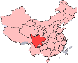 Sichuan is highlighted on this map