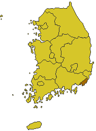 Map of South Korea highlighting the city