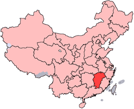 Jiangxi is highlighted on this map