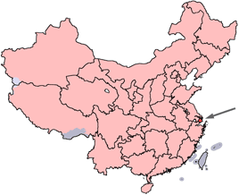 Shanghai is highlighted and pointed to on this map