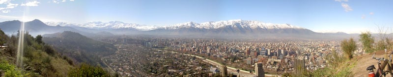 Panorama view of eastern Santiago from San Cristóbal hill