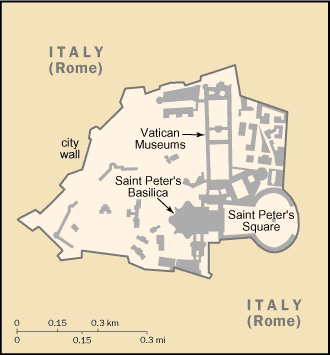 Map of the Vatican City.