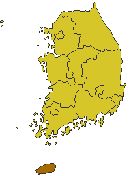 Map of South Korea showing Jeju-do to the south.