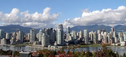 Downtown Vancouver as seen from Fairview Slopes north across False Creek