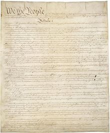 Page one of the original copy of the Constitution