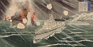Shinohara Kiyooki - 1904 - A Righteous War to Chastise the Russians The Destroyer Force's Night Attack (Chô Ro gisen, kichiku tai yashû).jpg