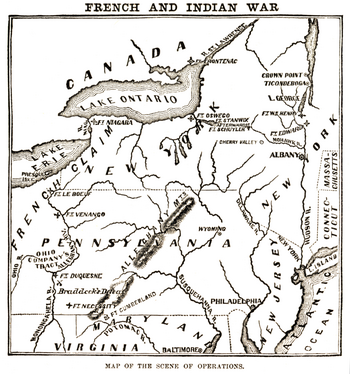 Map of the scene of operations of the French and Indian War