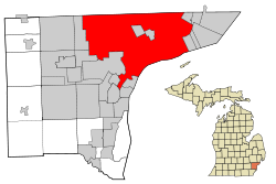 Location in Wayne County, Michigan