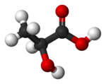 Ball-and-stick model of lactic acid