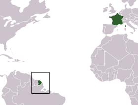 Map of France highlighting the Region of Guyane