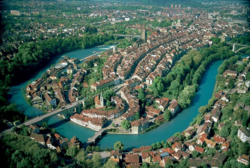 Aerial view of the Old City of Berne.