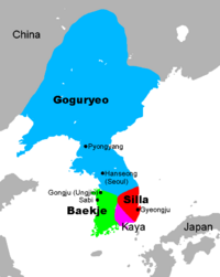 Map of the Three Kingdoms of Korea, at the end of the 5th century