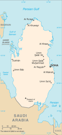 Map of Qatar, showing major cities