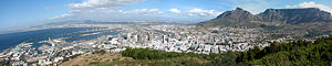 Panorama of the Cape Town city bowl from the Waterfront to Table Mountain