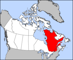 Map of Canada with Québec highlighted