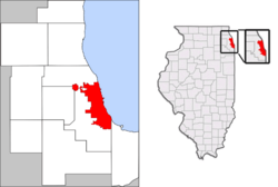 Location in the Chicago metro area and Illinois