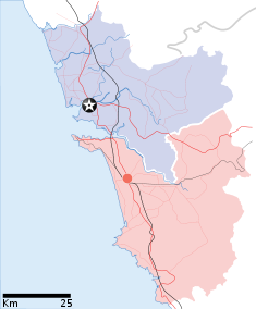 Map indicating the location of Goa