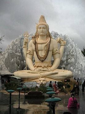 A giant statue in Bangalore depicting Shiva meditating