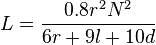 L = \frac{0.8r^2N^2}{6r+9l+10d}