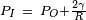 \scriptstyle P_I\ =\ P_O+\frac{2 \gamma}{R}