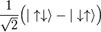 \frac{1}{\sqrt{2}}\Big( |\uparrow \downarrow \rangle - |\downarrow \uparrow \rangle\Big)
