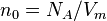 n_0 = N_A / V_m \,