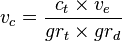 v_c = \frac{c_t \times v_e}{gr_t \times gr_d}