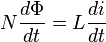 N\frac{d\Phi}{dt} = L \frac{di}{dt}