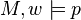 M, w \models p