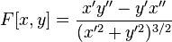 F[x,y]= \frac{x'y''-y'x''}{(x'^2+y'^2)^{3/2}}