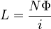\displaystyle L= \frac{N\Phi}{i}