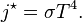 j^{\star} = \sigma T^4.\,