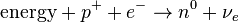 \mathrm{energy} + p^+ + e^- \rightarrow n^0 + {\nu}_e