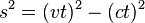 s^2 = (vt)^2 - (ct)^2 \,