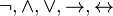 \lnot , \wedge , \vee , \rightarrow , \leftrightarrow