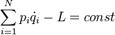 \sum_{i=1}^N p_i \dot{q}_i - L=const