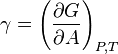 \gamma = \left( \frac{\partial G}{\partial A} \right)_{P,T}