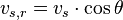 v_{s, r}=v_s\cdot \cos{\theta}