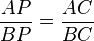 \frac{AP}{BP} = \frac{AC}{BC}
