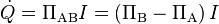 \dot{Q} = \Pi_\mathrm{AB} I = \left( \Pi_\mathrm{B} - \Pi_\mathrm{A} \right) I