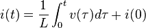 i(t) = \frac{1}{L}   \int_0^tv(\tau) d\tau + i(0)