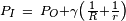 \scriptstyle P_I\ =\ P_O+\gamma \left( \frac{1}{R} + \frac{1}{r} \right)