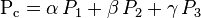 \mathrm{P_c} = \alpha \, P_1 + \beta \, P_2 + \gamma \, P_3