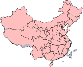 Tianjin is highlighted on this map