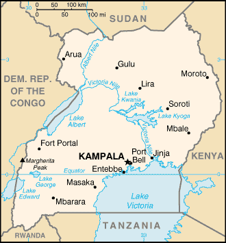 Map of Uganda.