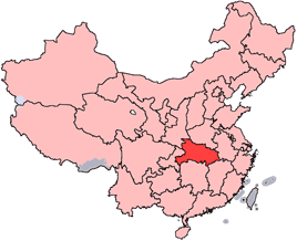 Hubei is highlighted on this map
