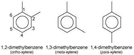 The three xylene isomers.