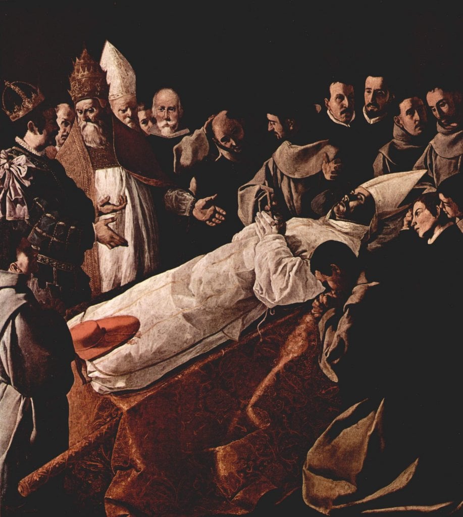 The body of Saint Bonaventure in the presence of Pope Gregory X and James I of Aragon