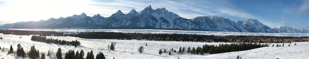 Panoramic view from the Teton Valley.