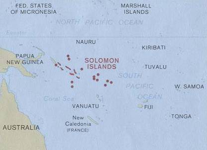 The location of the Solomon Islands in Oceania